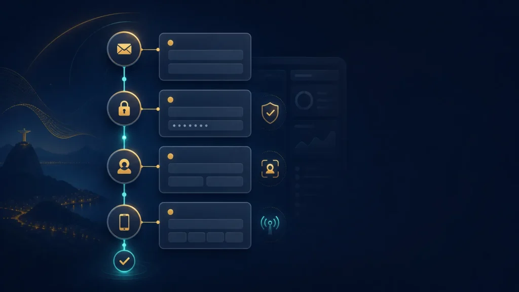 Etapas de cadastro, login, recuperação e verificação relacionadas à 20bet
